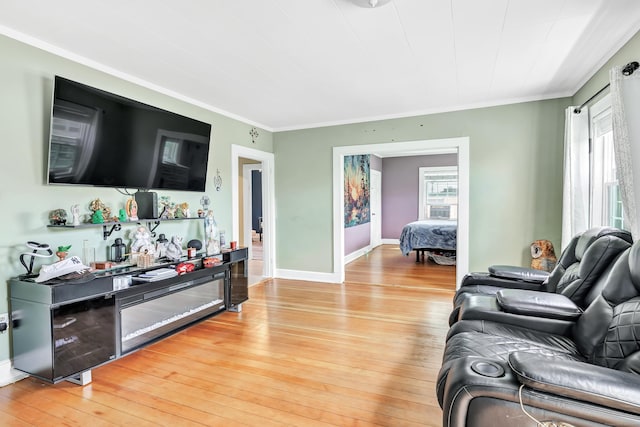 819 Connecticut Ave Unit 6, Bridgeport, CT 06607 - living room featuring light wood-style flooring and ornamental molding