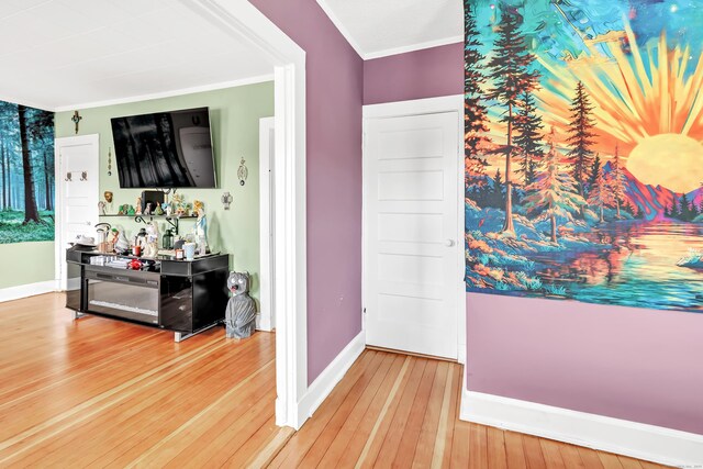 819 Connecticut Ave Unit 6, Bridgeport, CT 06607 - hallway featuring crown molding and hardwood / wood-style flooring