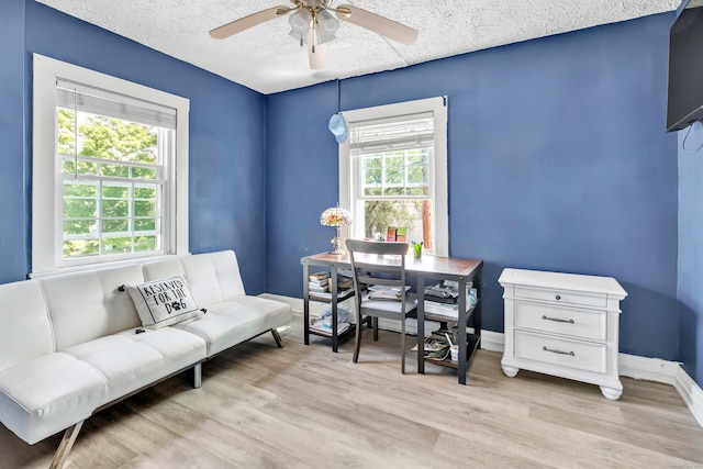 819 Connecticut Ave Unit 6, Bridgeport, CT 06607 - office area featuring healthy amount of natural light, light wood finished floors, a textured ceiling, and ceiling fan