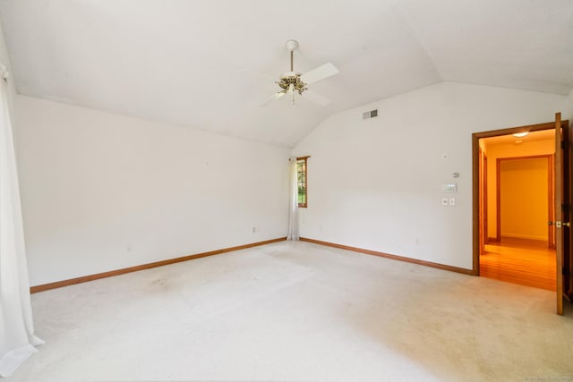 765 Kettletown Rd, Southbury, CT 06488 - empty room with lofted ceiling, a ceiling fan, and light colored carpet