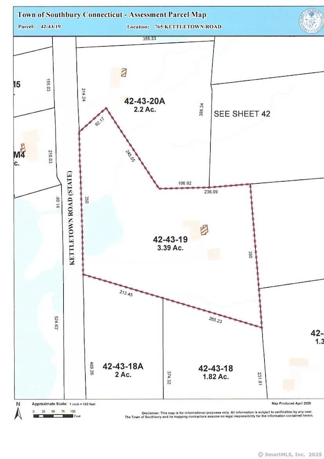 765 Kettletown Rd, Southbury, CT 06488 - map showing property parcels