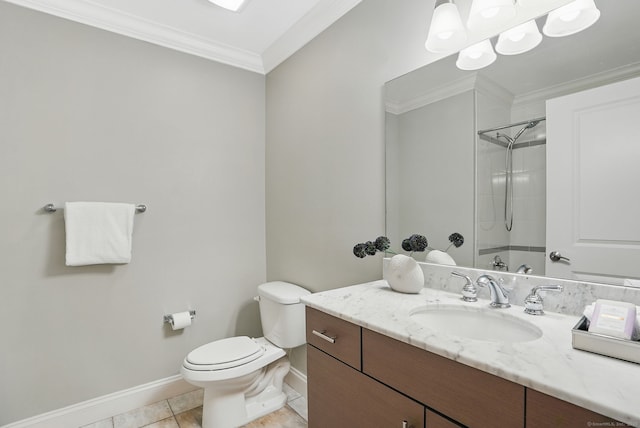 142 E Ave Unit A106, Norwalk, CT 06851 - bathroom featuring vanity, a shower, crown molding, and tile patterned flooring
