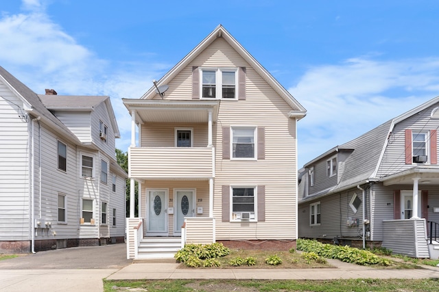29 Bristol St, West Haven, CT 06516 - view of front of home featuring a balcony, cooling unit, and covered porch