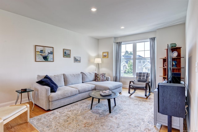 48 Park Ave Unit 48, Stonington, CT 06355 - living room featuring light wood-style flooring and recessed lighting