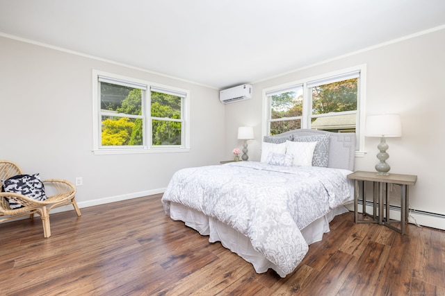33 Terrace Rd, West Hartford, CT 06107 - bedroom featuring crown molding, a wall unit AC, and wood finished floors