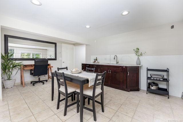 33 Terrace Rd, West Hartford, CT 06107 - dining room featuring recessed lighting, wet bar, light tile patterned floors, and a desk