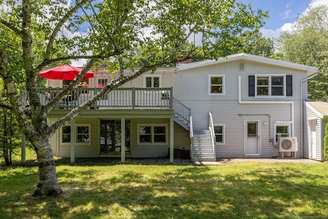 33 Terrace Rd, West Hartford, CT 06107 - back of house with stairs, a lawn, and a deck