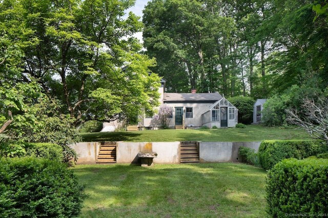 163 Dublin Rd, Canaan, CT 06031 - view of grassy yard featuring stairs