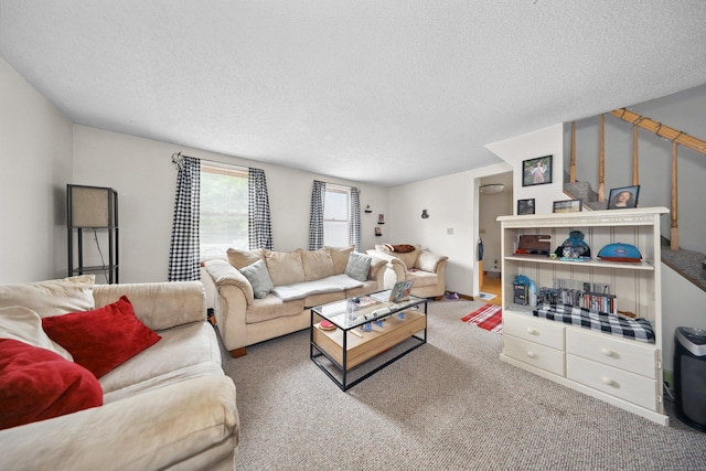 136 Reynolds Bridge Rd, Thomaston, CT 06787 - living room with a textured ceiling and carpet floors