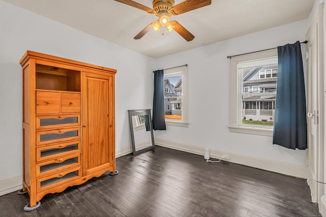 314 Judson Pl, Bridgeport, CT 06610 - bedroom with dark wood-style flooring and ceiling fan
