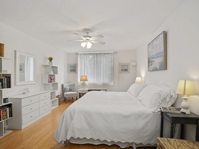 155 Brewster St Apt 3K, Bridgeport, CT 06605 - bedroom with light wood-style flooring and a ceiling fan