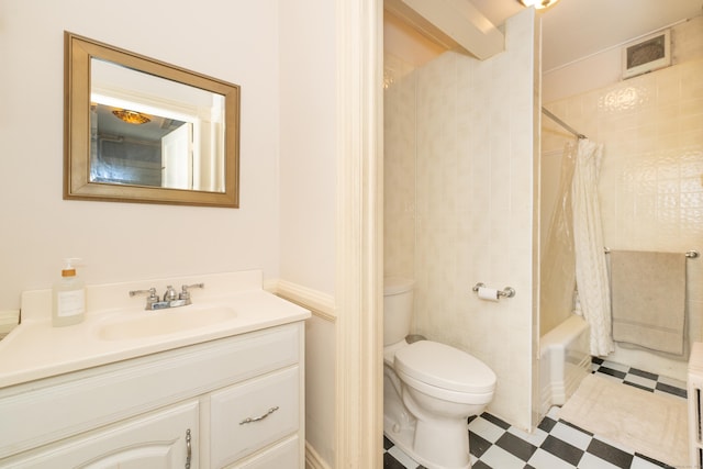 45 Harris Fuller Rd, Preston, CT 06365 - bathroom featuring tile patterned floors, vanity, and shower / bath combination with curtain