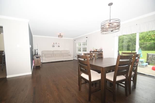 4 Whisconier Vlg Unit 4, Brookfield, CT 06804 - dining space with ornamental molding, a chandelier, and dark wood-style flooring