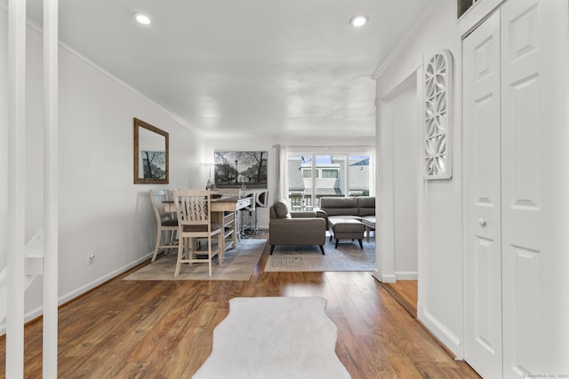 32 Glenview Dr Unit 32, Cromwell, CT 06416 - living area with crown molding, wood-type flooring, and recessed lighting