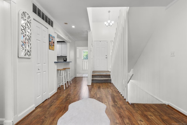 32 Glenview Dr Unit 32, Cromwell, CT 06416 - entryway featuring wood-type flooring, recessed lighting, a chandelier, and ornamental molding