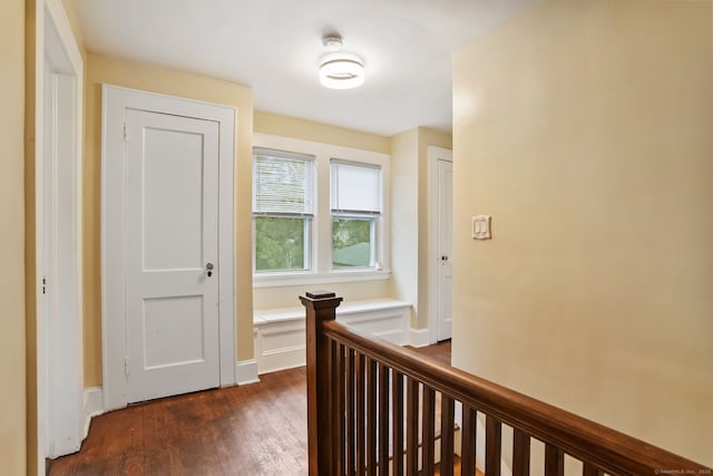 73 Atwater St, Bridgeport, CT 06604 - hall with an upstairs landing and dark wood-style floors