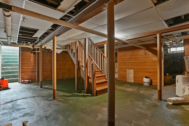 73 Atwater St, Bridgeport, CT 06604 - basement with wooden walls and stairs