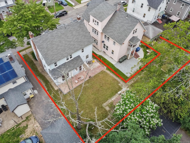 73 Atwater St, Bridgeport, CT 06604 - aerial view of residential area with property parcel outlined