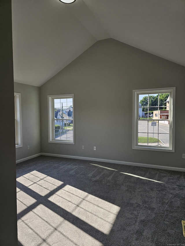 26 Roger Ave, Danbury, CT 06810 - unfurnished room with vaulted ceiling and dark carpet