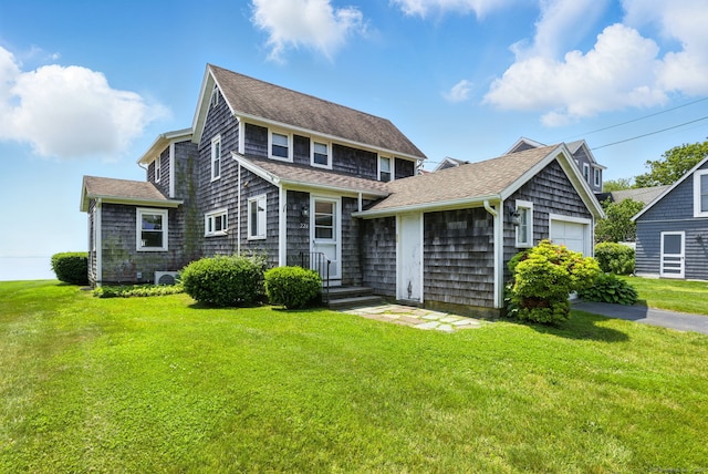 226 Old Kelsey Point Rd, Westbrook, CT 06498 - shingle-style home featuring a garage, a front yard, and a shingled roof