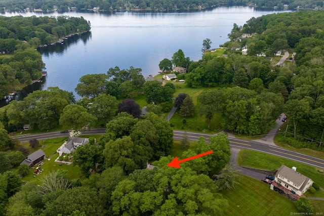 43 Rte 87, Columbia, CT 06237 - aerial overview of property's location featuring a nearby body of water and a heavily wooded area