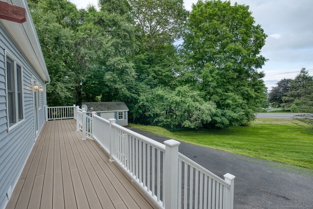 43 Rte 87, Columbia, CT 06237 - deck featuring an outbuilding, a yard, and view of wooded area