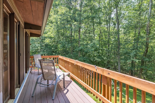 88 Hillyndale Rd, Mansfield, CT 06268 - wooden terrace with a view of trees