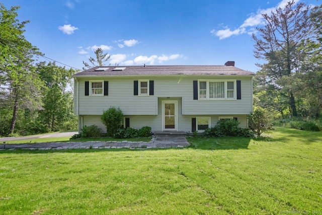 296 Black Rock Tpke, Redding, CT 06896 - split foyer home with a chimney and a front yard