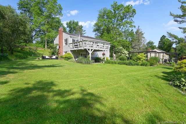 296 Black Rock Tpke, Redding, CT 06896 - view of grassy yard featuring a wooden deck
