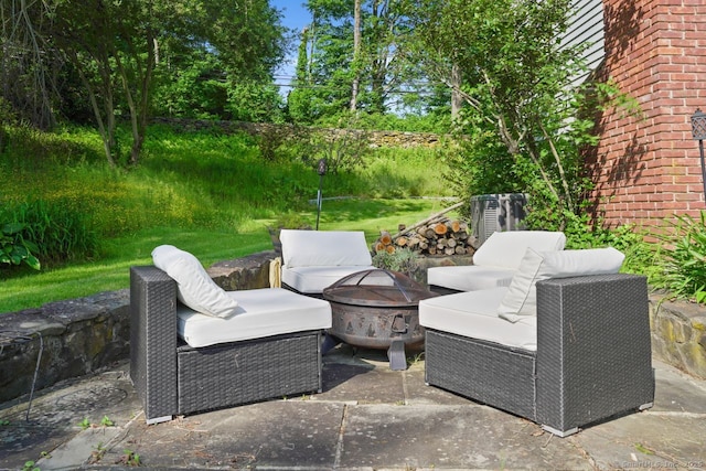 296 Black Rock Tpke, Redding, CT 06896 - view of patio with an outdoor living space with a fire pit