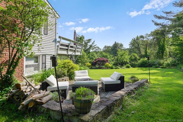 296 Black Rock Tpke, Redding, CT 06896 - view of grassy yard featuring an outdoor hangout area and a patio area
