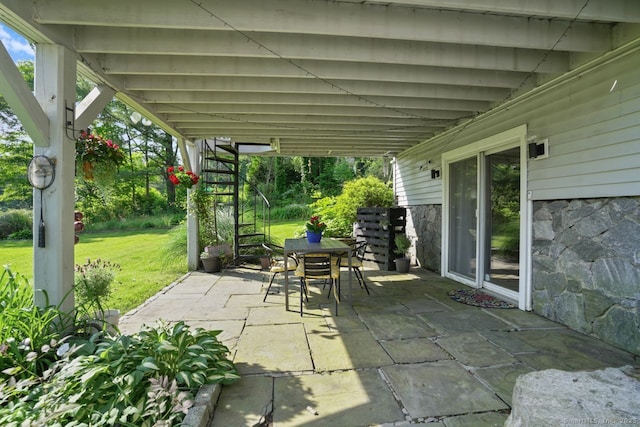 296 Black Rock Tpke, Redding, CT 06896 - view of patio with stairs and outdoor dining space