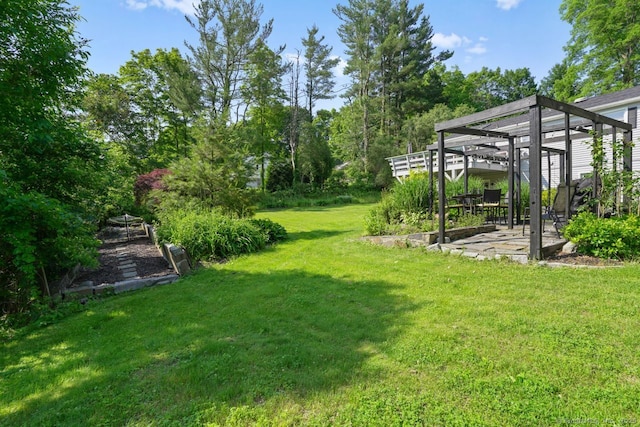296 Black Rock Tpke, Redding, CT 06896 - view of green lawn with a patio and a vegetable garden