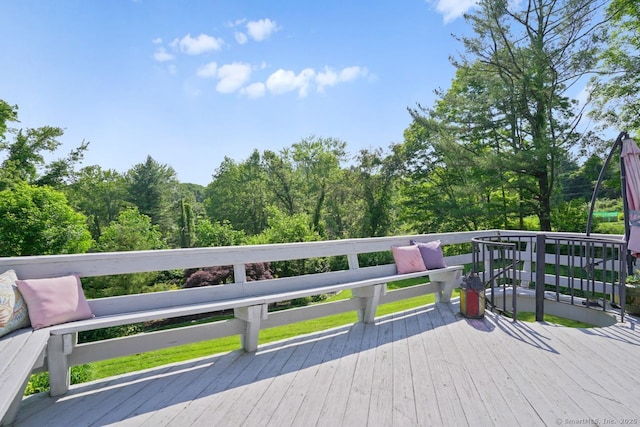 296 Black Rock Tpke, Redding, CT 06896 - wooden terrace with a view of trees