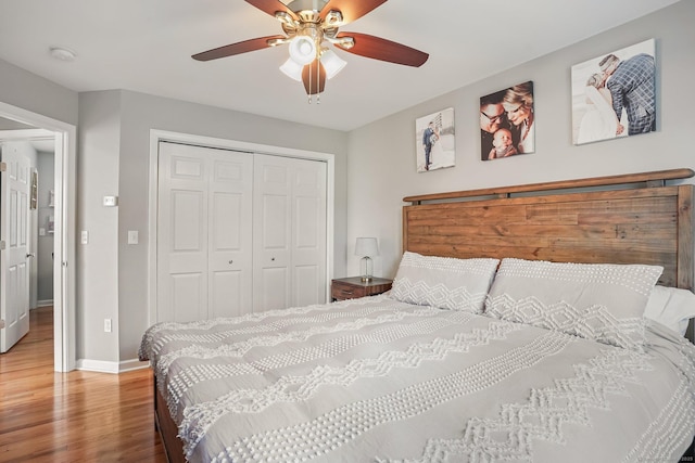 36 Ernest Ave, Waterbury, CT 06708 - bedroom with wood finished floors, a closet, and a ceiling fan