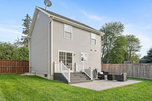36 Ernest Ave, Waterbury, CT 06708 - back of house featuring a fenced backyard, a patio, and an outdoor hangout area