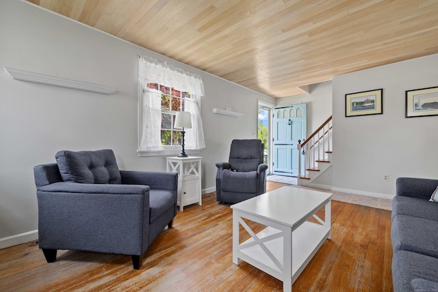 376 Glenwood Avenue Extension, Waterford, CT 06385 - living room with wooden ceiling, stairway, and light wood-style floors