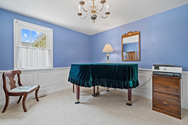 376 Glenwood Avenue Extension, Waterford, CT 06385 - office space with light carpet, a chandelier, wainscoting, and a decorative wall