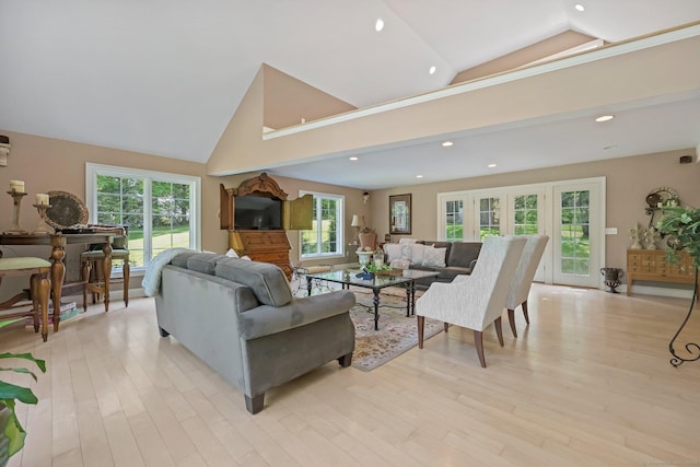 67 Hayden Hill Rd, Haddam, CT 06438 - living area featuring recessed lighting, light wood-type flooring, and high vaulted ceiling