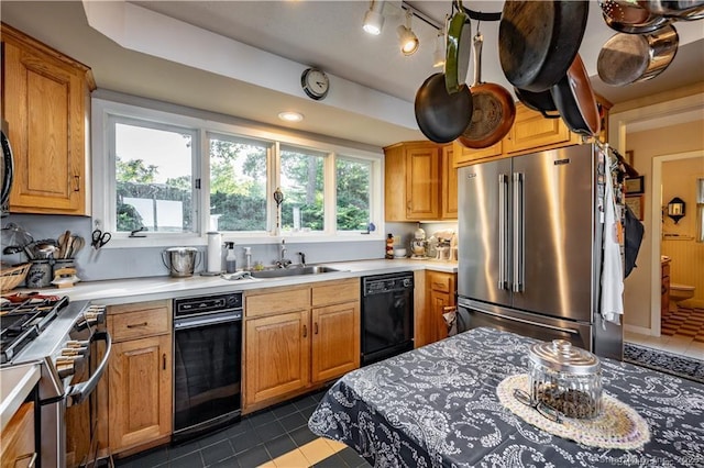 166 Old Colchester Rd, Salem, CT 06420 - kitchen with high quality appliances, dark tile patterned flooring, and light countertops