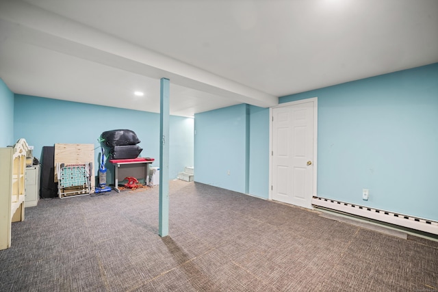 8 Cornfield Rd, Waterbury, CT 06704 - finished basement with baseboard heating and carpet flooring