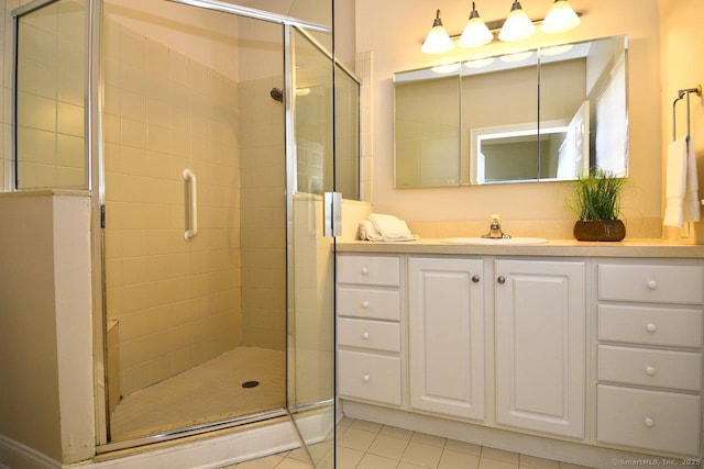 375 Allyn St Unit A4, Groton, CT 06355 - full bath with vanity, a stall shower, and tile patterned flooring