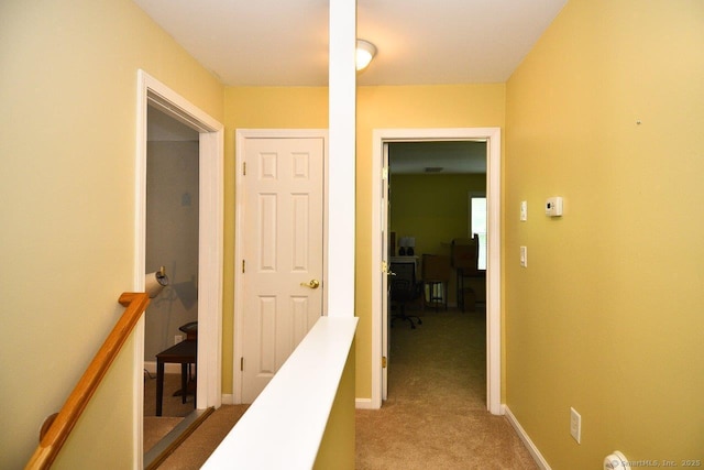 375 Allyn St Unit A4, Groton, CT 06355 - corridor with an upstairs landing, light carpet, and a desk