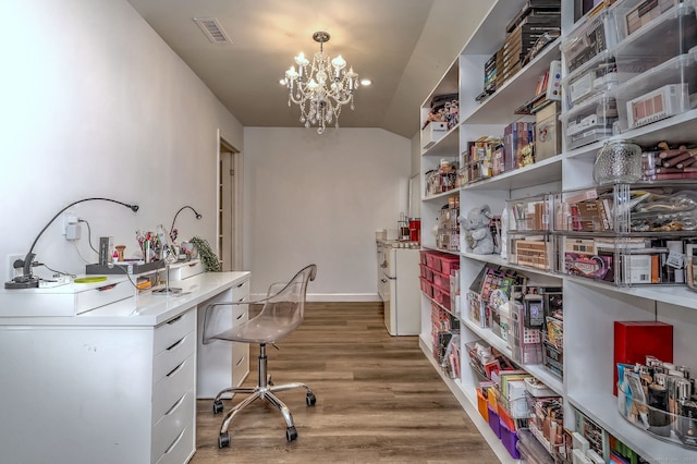 2 Abbey Ln, Newtown, CT 06470 - office area featuring a chandelier and wood finished floors