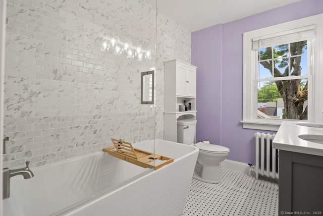 140 Griswold Dr, West Hartford, CT 06119 - full bath featuring radiator heating unit, vanity, and shower / tub combination