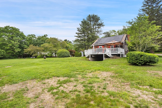 57 Falls Bashan Rd, East Haddam, CT 06469 - view of grassy yard with a deck