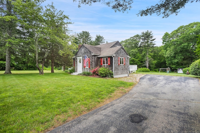 57 Falls Bashan Rd, East Haddam, CT 06469 - view of front of property with a front lawn and asphalt driveway