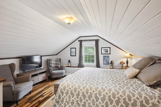 57 Falls Bashan Rd, East Haddam, CT 06469 - bedroom featuring wood finished floors, lofted ceiling, and wooden ceiling