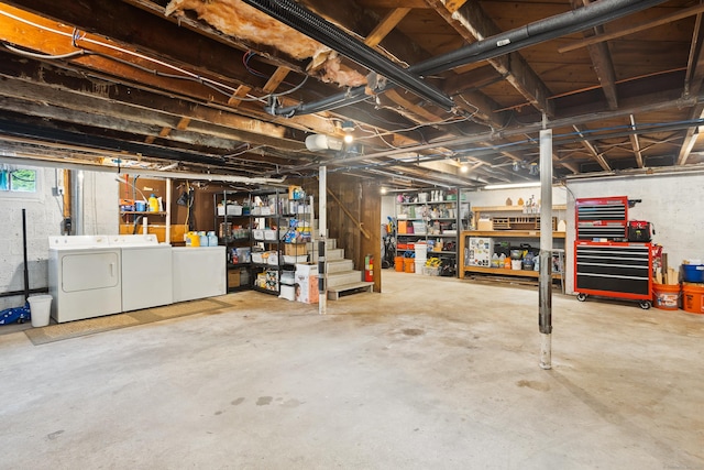 57 Falls Bashan Rd, East Haddam, CT 06469 - basement with washer and clothes dryer and stairway