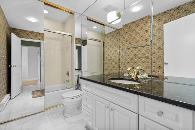 3200 Park Ave Unit 9B1, Bridgeport, CT 06604 - full bathroom featuring vanity, combined bath / shower with glass door, and recessed lighting